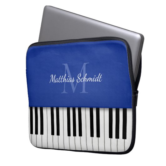 Piano Keyboard Mit Monogramm Personalisiertes Roya Laptopschutzhülle (Vorderseite Links)