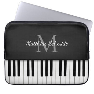 Piano Keyboard Monogrammed Personalized Black Laptopschutzhülle