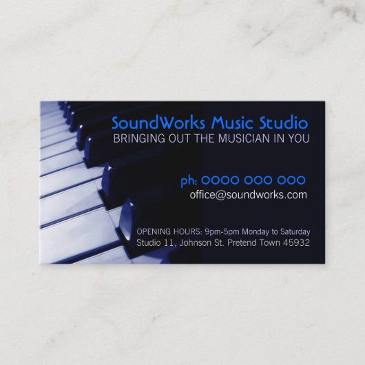 Piano Keyboard Music Business Card Hinweiskarte (Vorderseite)