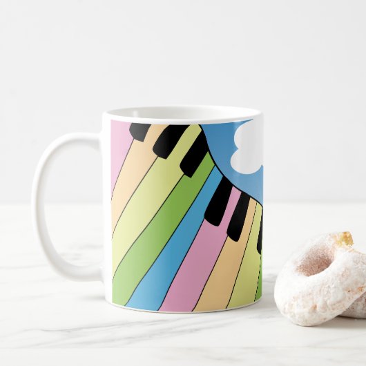 Piano Keyboard Music Sky Wolken Hübsch Kaffeetasse (Mit Donut)