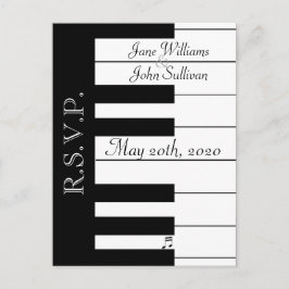 Piano Keyboard Music Wedding RSVP Postcard Einladungspostkarte