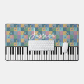 Piano Keyboard Musical Symbols Muster Monogramm Schreibtischunterlage (Tastatur & Maus)