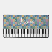Piano Keyboard Musical Symbols Muster Monogramm Schreibtischunterlage (Vorderseite)