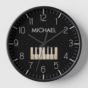 Piano Keyboard Personalisiert Musician's Black Uhr