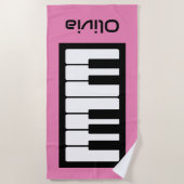 Piano Keyboard Personalisiert Musician's rosa Strandtuch (Vorderseite)