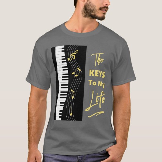 Piano Keyboard Players Spaß Musiknoten Grafik T-Shirt (Vorderseite)