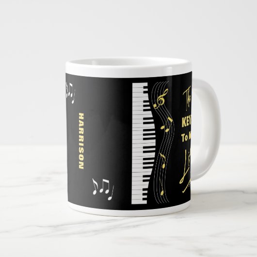 Piano Keyboard Players Spaß Musiknoten Jumbo-Tasse (Vorderseite Rechts)