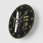 Piano Keyboard Players Spaß Musiknoten Runde Wanduhr (Winkel)