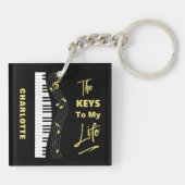 Piano Keyboard Players Spaß Musiknoten Schlüsselanhänger (Rückseite)