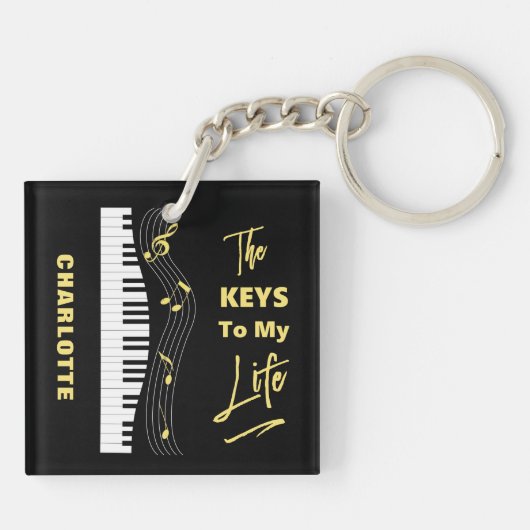 Piano Keyboard Players Spaß Musiknoten Schlüsselanhänger (Rückseite)