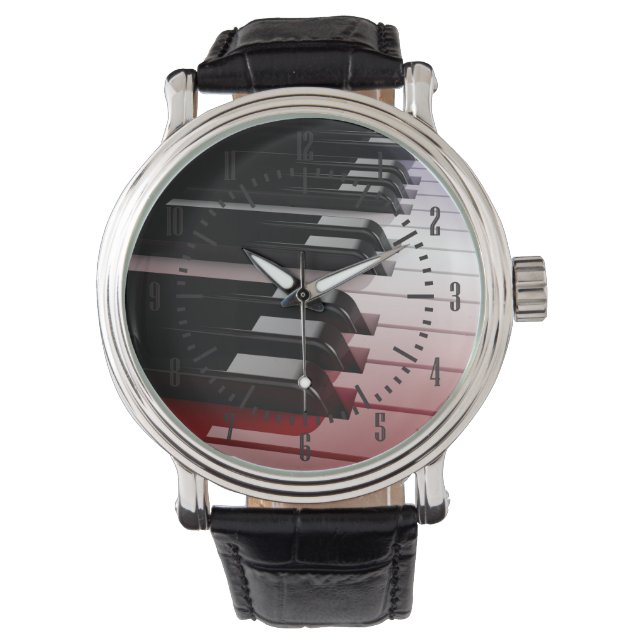 Piano Keyboard Rot Weiß und Blau Armbanduhr (Vorderseite)