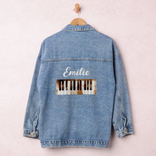 Piano Keyboard Women's Denim Jacket Jeansjacke (Hangar)