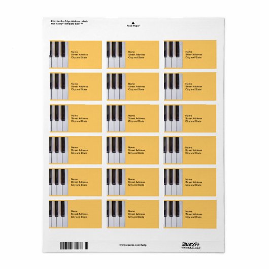 Piano Keys Adressaufkleber (Vorne)