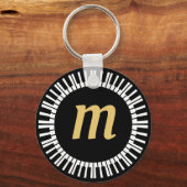 Piano Keys and Golden Music Notes Schlüsselanhänger (Rückseite)