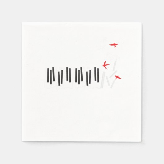 Piano Keys Birds Pianist Musiker Musiknoten Gesche Serviette (Vorderseite)