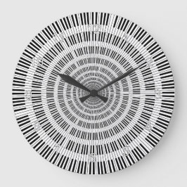Piano Keys Black and White Große Wanduhr