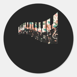 Piano Keys Blume Keyboard Player Musiklehrer Runder Aufkleber
