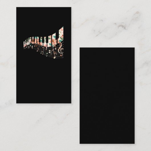 Piano Keys Blume Keyboard Player Musiklehrer Visitenkarte (Vorne/Hinten)
