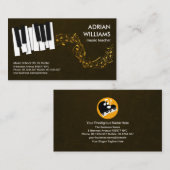 Piano Keys Floating Gold Musiknote Musiklehrer Visitenkarte (Vorne/Hinten)