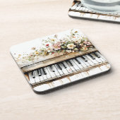 Piano Keys Floral Bouquet Getränkeuntersetzer (Linke Seite)