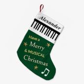 Piano Keys Forest Green Music als Personalisiert Kleiner Weihnachtsstrumpf (Vorderansicht (hängend))
