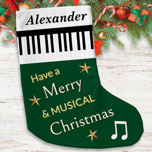 Piano Keys Forest Green Music als Personalisiert Kleiner Weihnachtsstrumpf