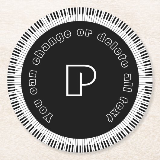 Piano Keys Funny Black und White Runder Pappuntersetzer (Vorderseite)