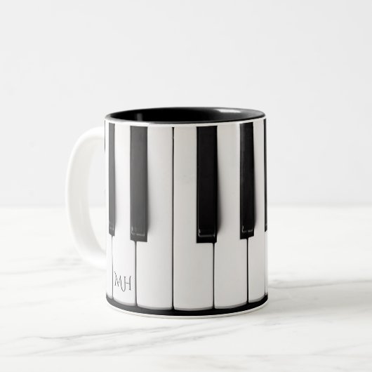 Piano Keys für kundenspezifische Monogramm-Tasse Zweifarbige Tasse (Vorderseite Links)