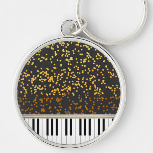 Piano Keys Gold Polka Dots Muster Schlüsselanhänger