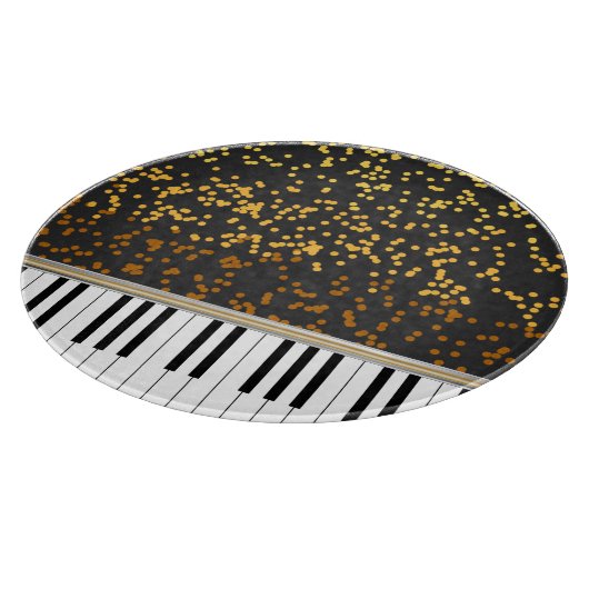 Piano Keys Gold Polka Dots Muster Schneidebrett (Ecke)