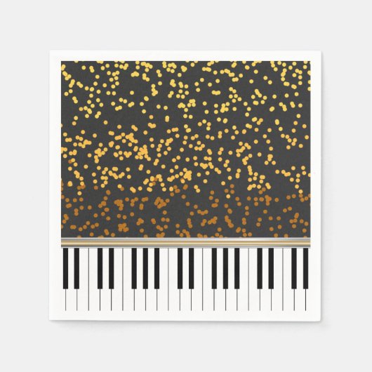 Piano Keys Gold Polka Dots Muster Serviette (Vorderseite)