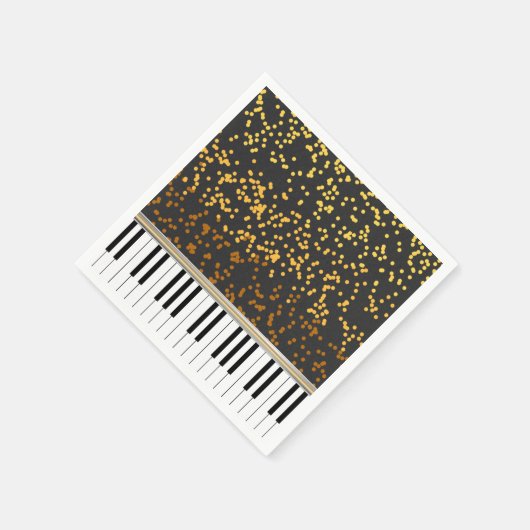 Piano Keys Gold Polka Dots Muster Serviette (Ecke)