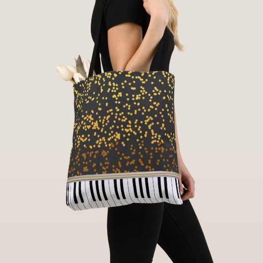 Piano Keys Gold Polka Dots Muster Tasche (Von Nahem)