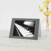 Piano Keys Grau Border Note Card Karte (Gelbe Blume)