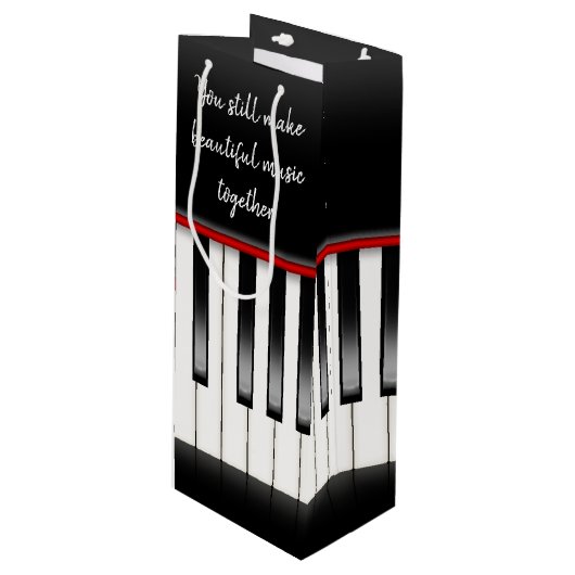Piano Keys Jahrestag Geschenktüte Für Weinflaschen (Vorderseite Schrägansicht)
