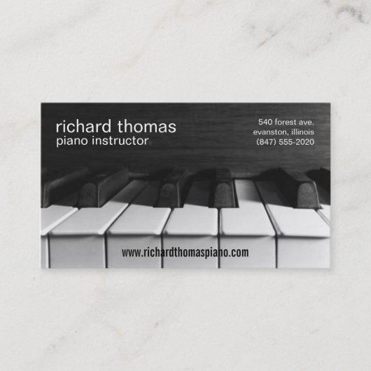 Piano-Keys-Lehrkarte Visitenkarte (Vorderseite)