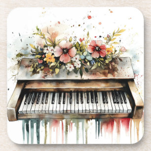 Piano Keys Mixed Floral Bouquet Getränk Coaster Getränkeuntersetzer