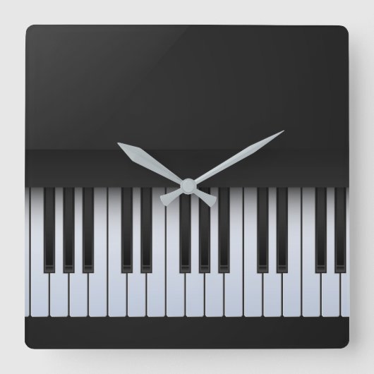 Piano Keys Modern Quadratische Wanduhr (Vorderseite)