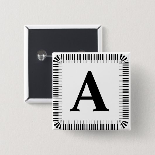 Piano Keys Monogram Pianist Piano Player Button (Vorne & Hinten)
