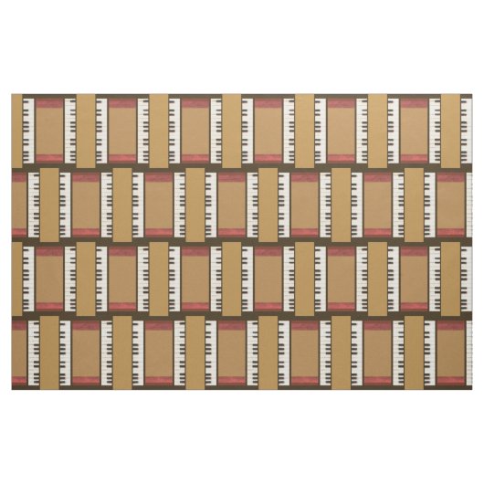 Piano Keys Music Frame Border Fabric Stoff (Fat Quarter (45,7 x 55,9 cm))