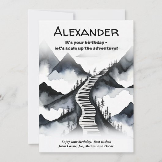 Piano Keys Music Mountains Keyboard Climb Geburtst Karte (Vorderseite)