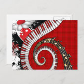 Piano Keys Musiknote Grunge Wirbel Postkarte (Vorne/Hinten)