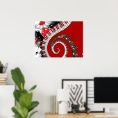 Piano Keys Musiknotens Grunge Wirbel Poster (Heimbüro)