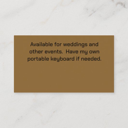Piano Keys Pianist Wasserfarben Kunst Visitenkarte (Rückseite)
