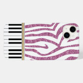 Piano Keys Pink Glitzer Zebra Print Case-Mate iPhone Hülle (Rückseite (Horizontal))