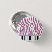 Piano Keys Rosa Glitzer Zebra Print Button (Vorne & Hinten)