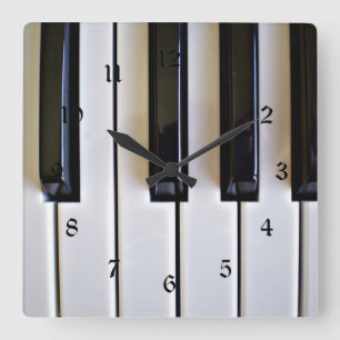 Piano Keys - Schwarz und Weiß Quadratische Wanduhr