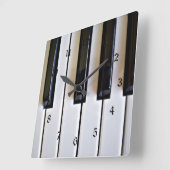 Piano Keys - Schwarz und Weiß Quadratische Wanduhr (Winkel)