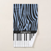 Piano Keys Sky Blau und schwarz Zebra Print Badhandtuch Set (Handtuch)