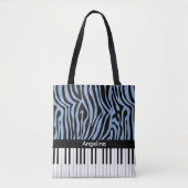 Piano Keys Sky Blau und schwarz Zebra Print Tasche (Vorderseite)